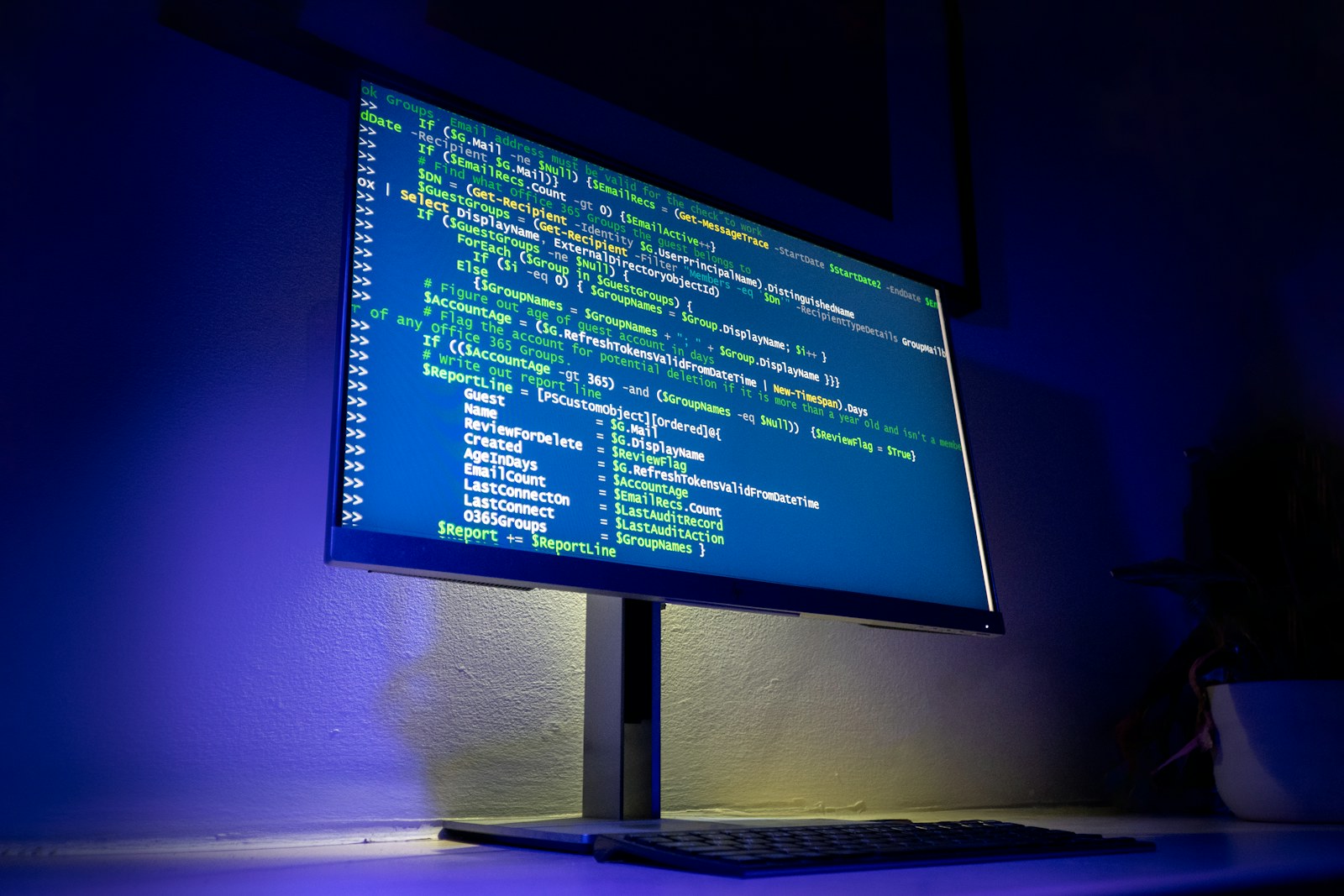Code is displayed on a computer screen