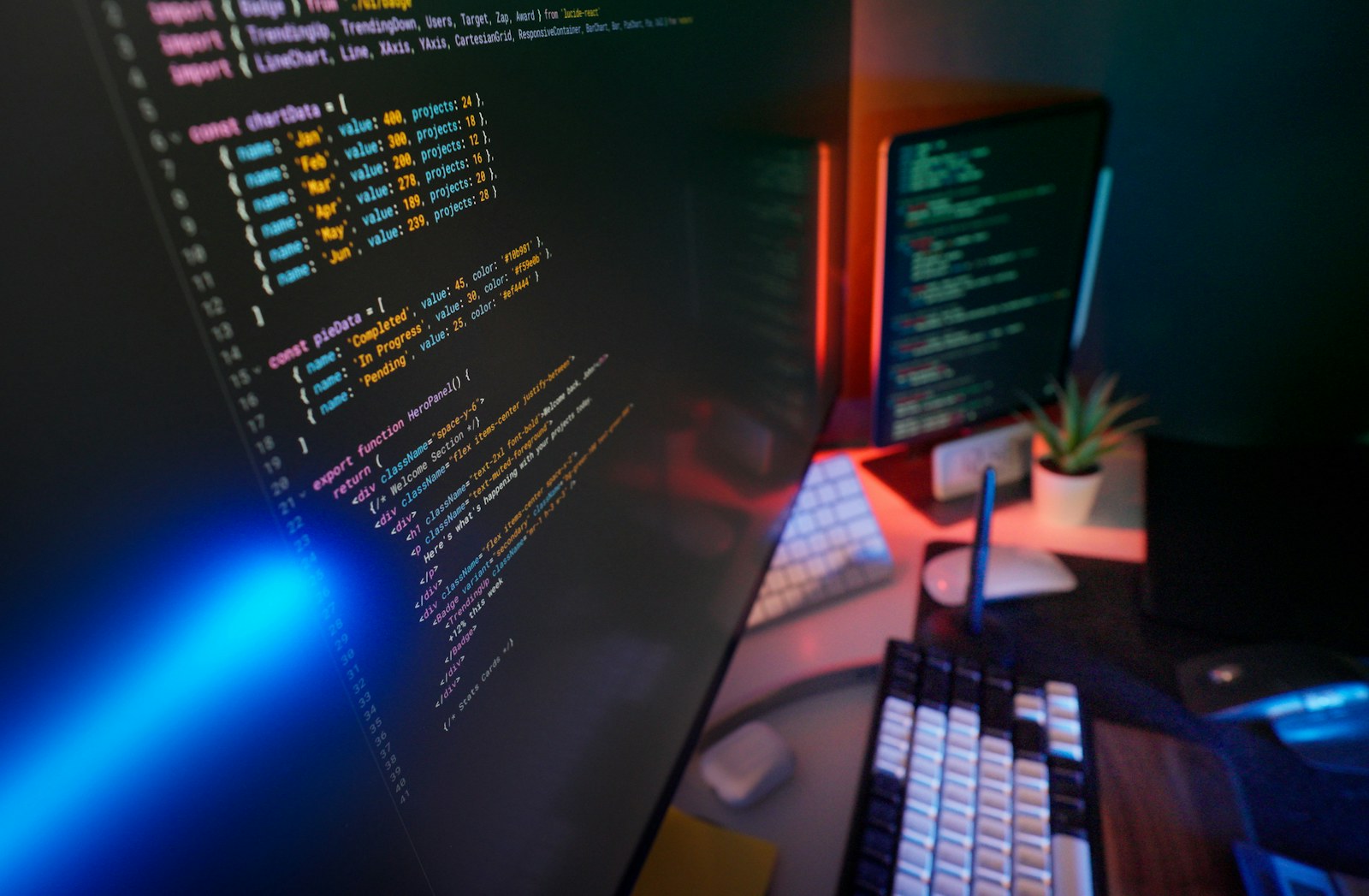 Coding code on multiple computer screens