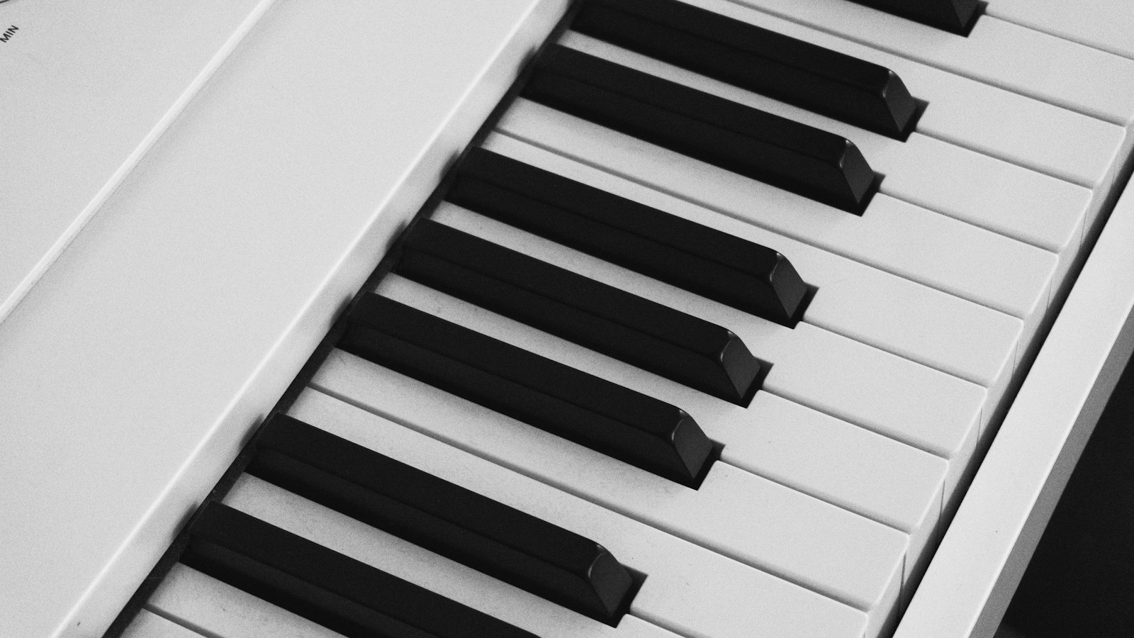 Close-up of white and black piano keys