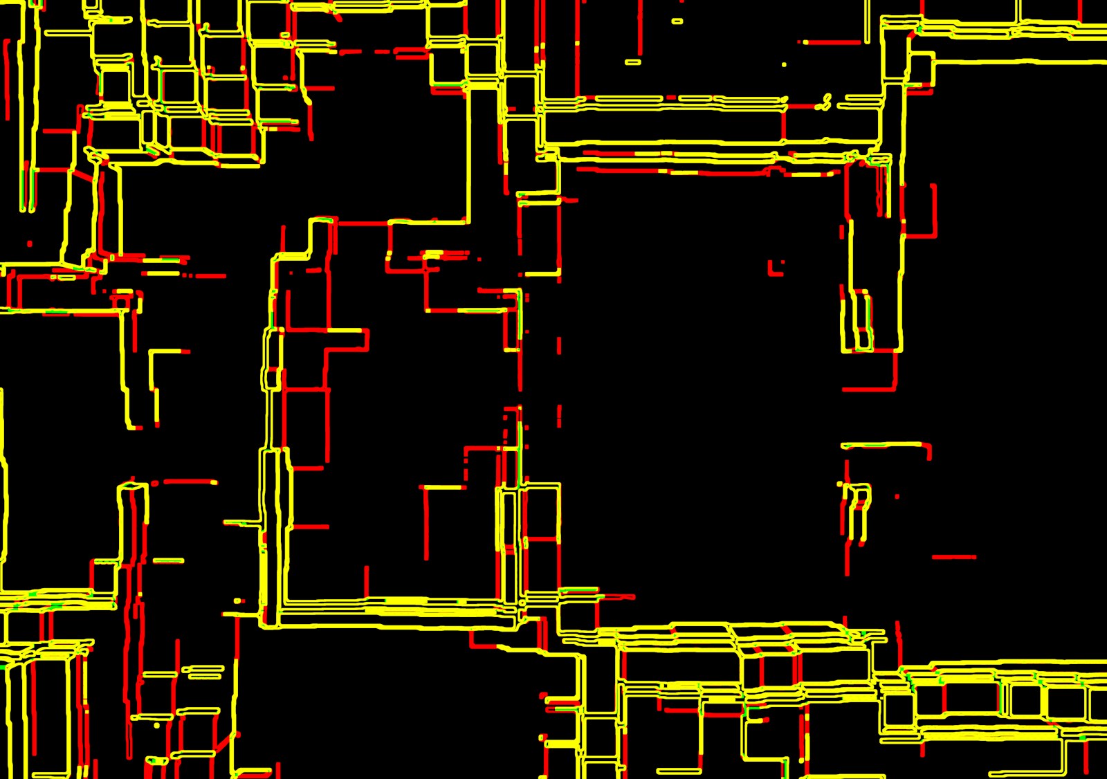 Abstract geometric pattern of yellow and red lines