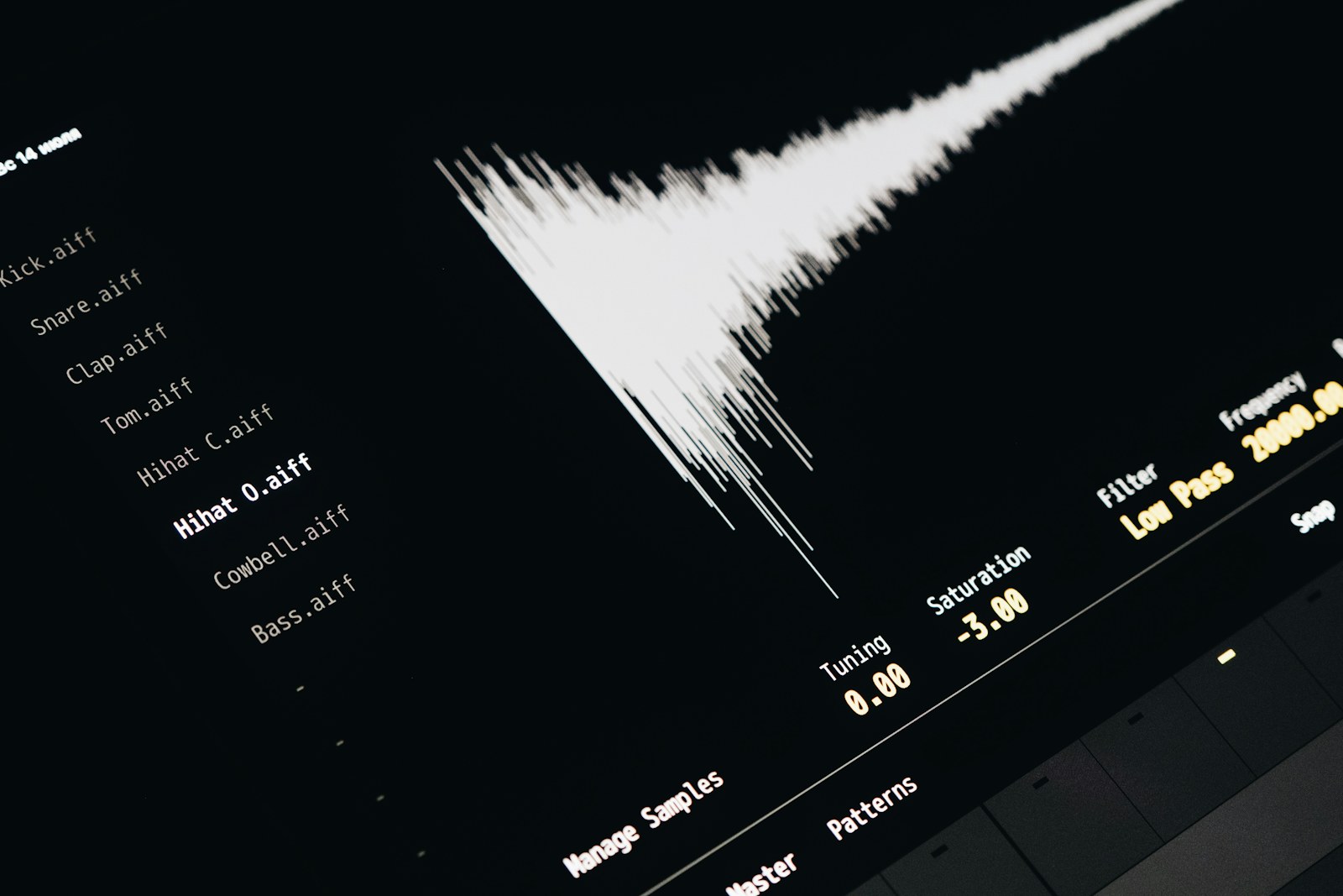 A computer screen with a sound wave on it