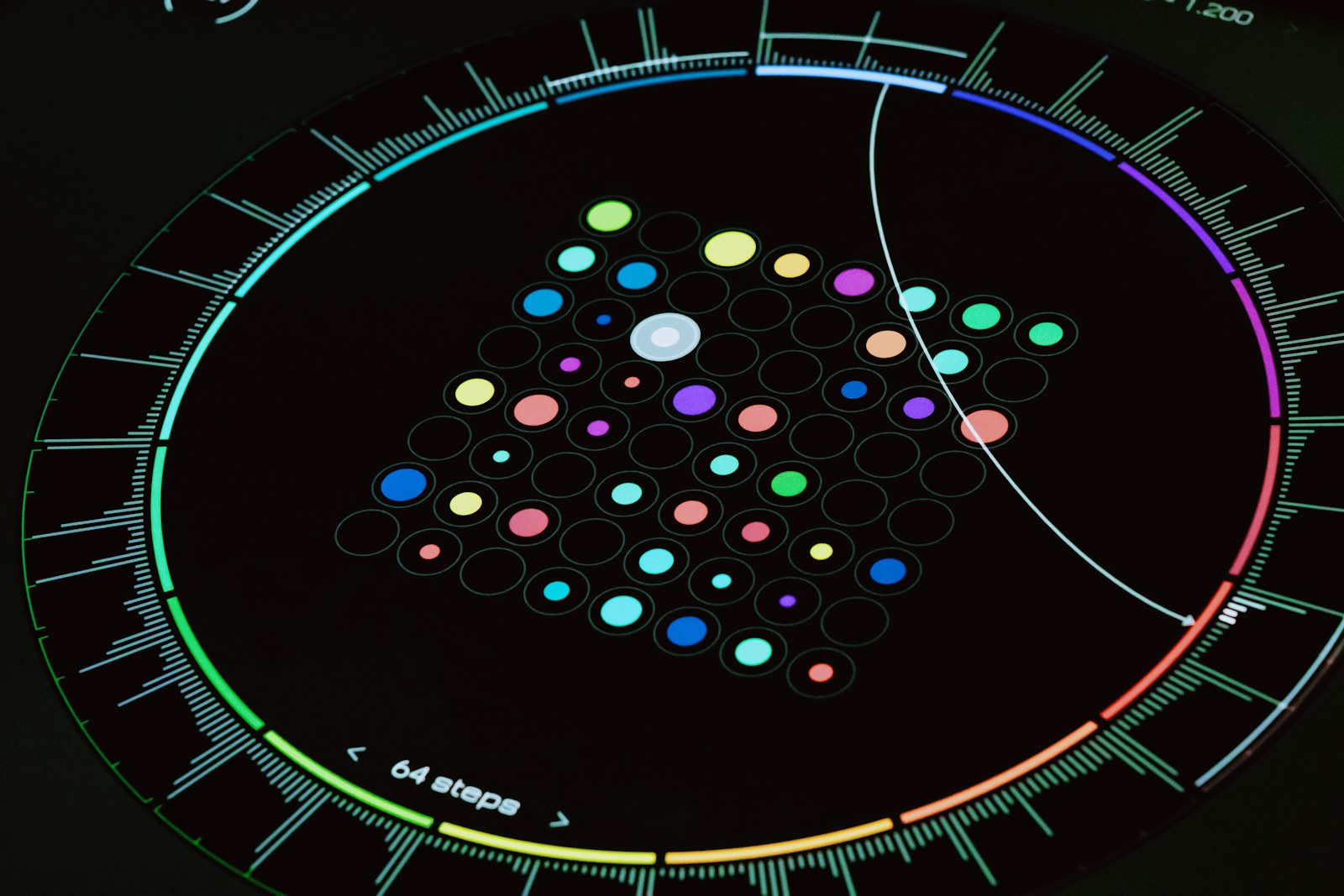 A computer screen with a bunch of dots on it