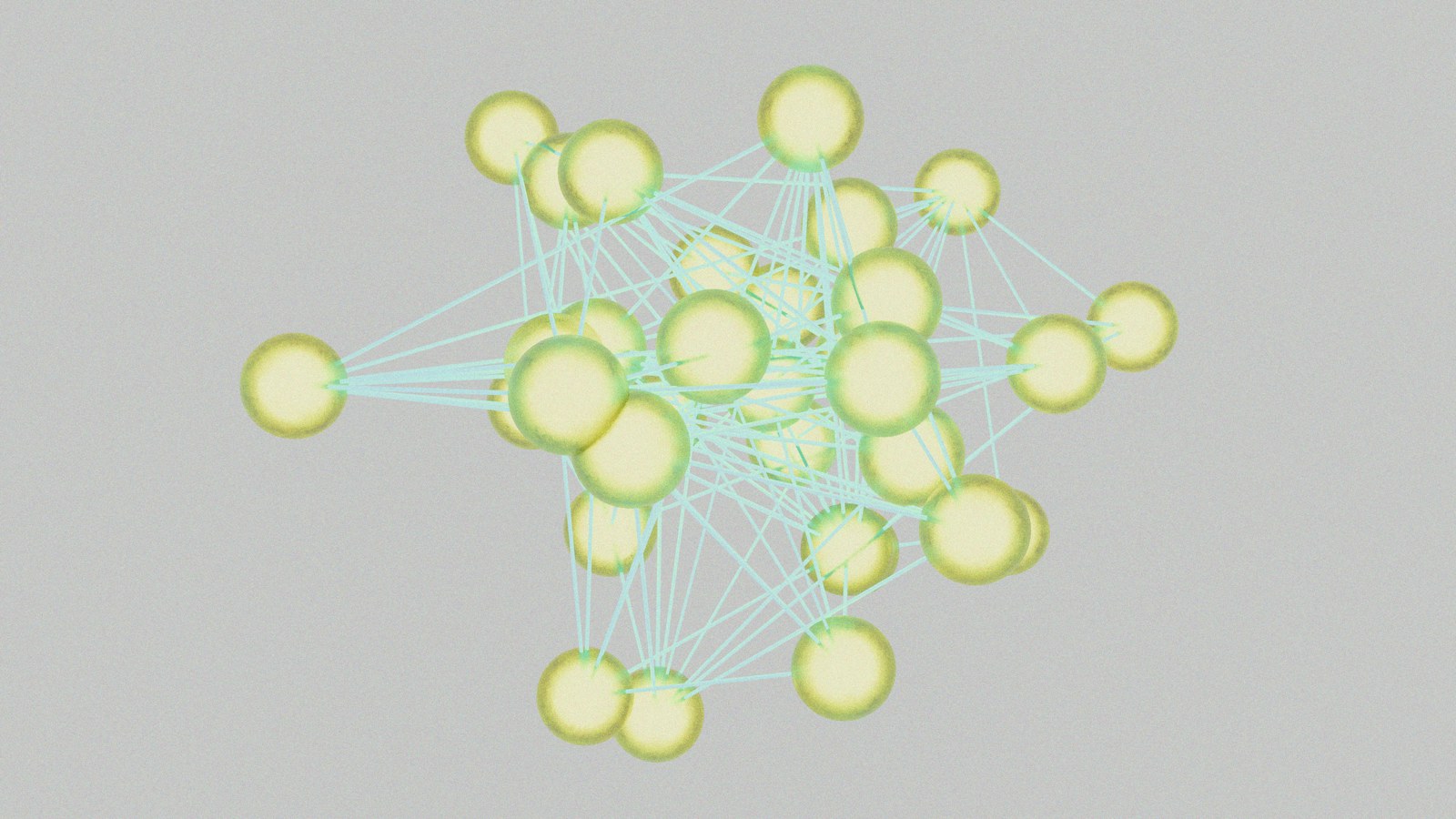 A computer generated image of a cluster of spheres