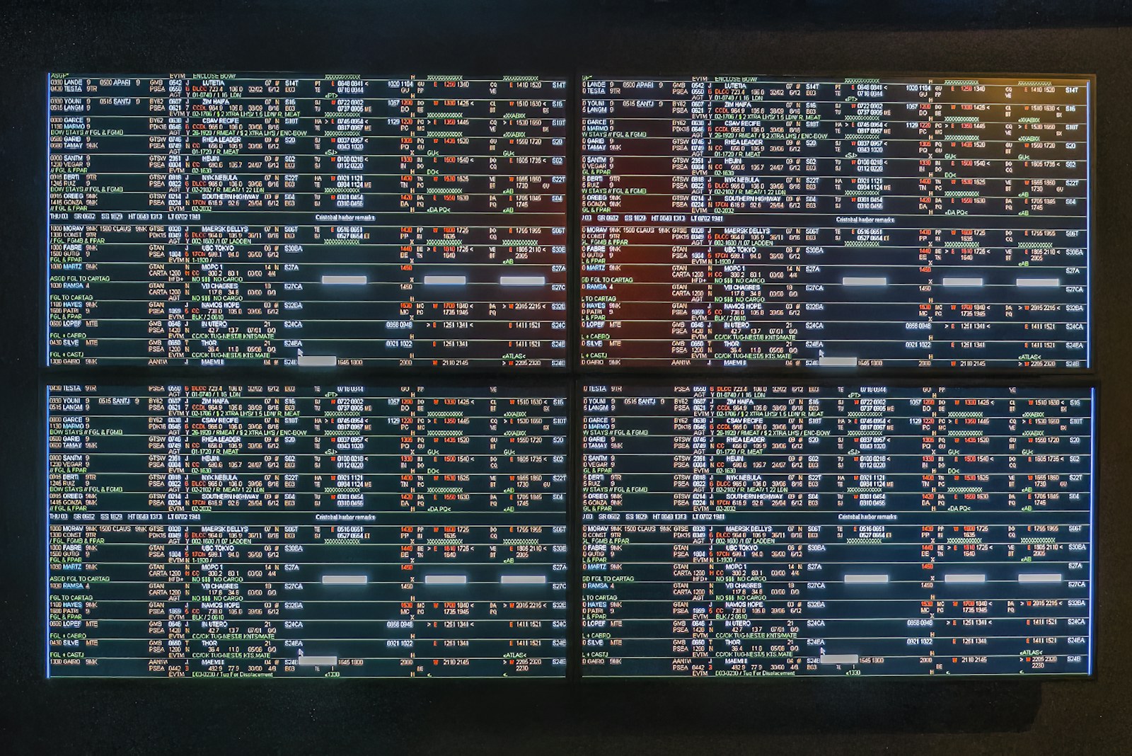 A large screen with a lot of numbers on it