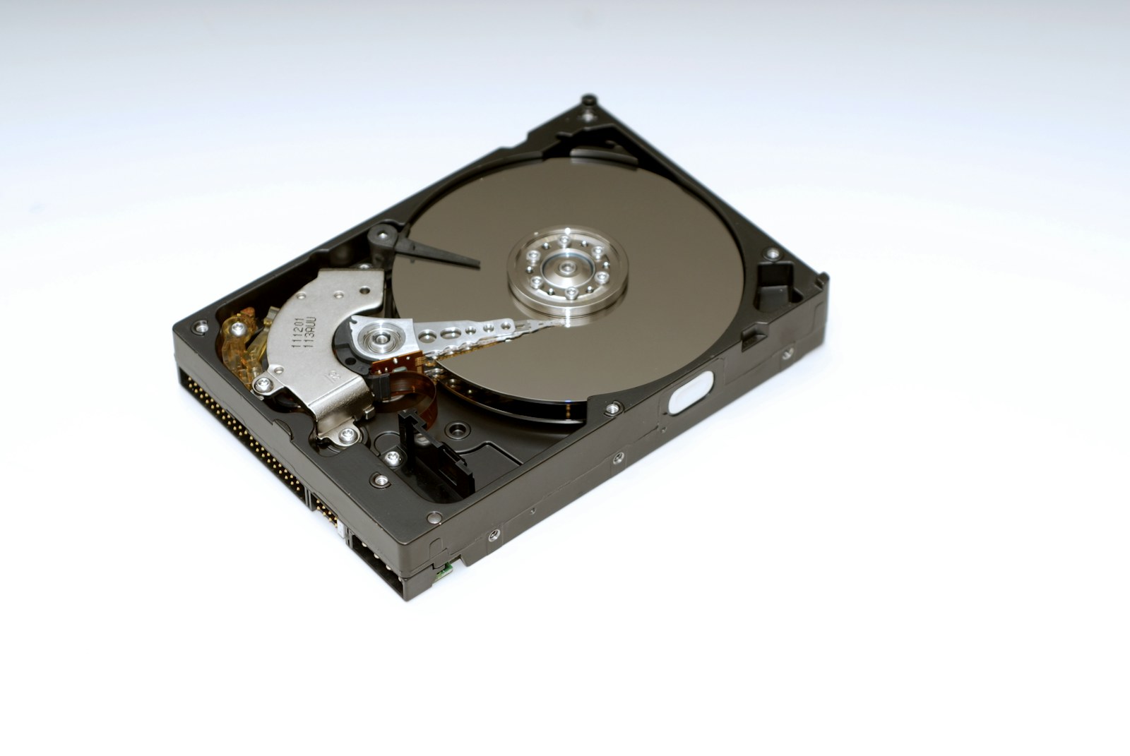 black and silver hard disk drive