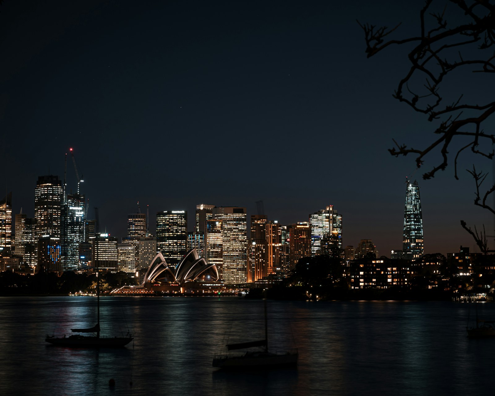 city skyline during night time